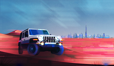 Jeep Wrangler branding burj colors dubai illustration illustrations jeep vector