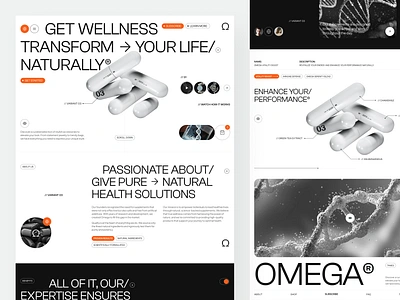 OMEGA® - Healthcare Technology Website Design care clean design doctor health hospital landing page lifestyle medical medicine modern pills product science tech telemedicine ui web website