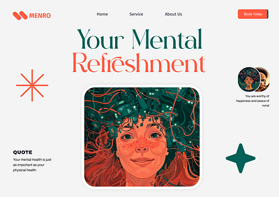 Mental Health Website Landing Hero Section app branding dashboard design ecomm graphic design illustration landing page meditech mental mentalhealth modern product shihab typography ui uiux ux webapps website