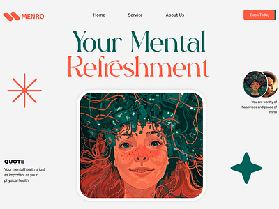 Mental Health Website Landing Hero Section app branding dashboard design ecomm graphic design illustration landing page meditech mental mentalhealth modern product shihab typography ui uiux ux webapps website