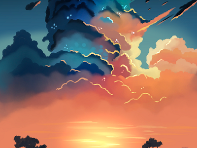 Illustration - Dramatic sky illustration sunset