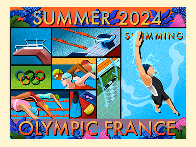 Swimming - Summer Olympic Illustration digital illustration france gradient olympic 2024 olympic illustration olympics paris paris olympics sport illustration summer olympics swimming swimming illustration swimming olympic vector illustration water