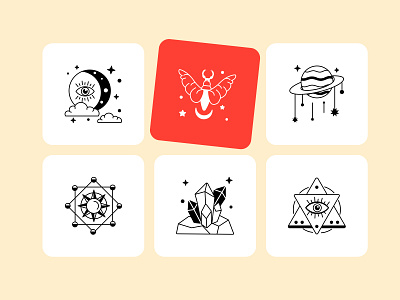 Astrology Icon Set alchemy astrology icon esoteric horoscope horoscopes icon icon design icon set iconography illustrator line art lunar magic mystic occult icons spell vector vector icons witchcraft zodiac zodiac sign