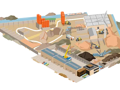 Construction site themepark graphic design illustration map themepark