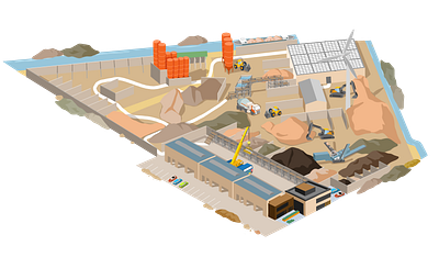 Construction site themepark graphic design illustration map themepark