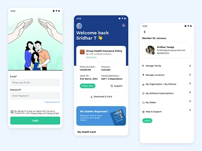 Employee Insurance Mobile app android app branding business creative design flat icon illustration insurance insurance app ios app landing page logo mobile app saas typography ui uiux ux vector