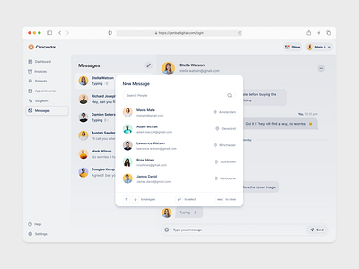 Clinic Radar - Dashboard Messages chat dashboard design management messages messaging minimal product design quick actions saas search search bar ui users ux website
