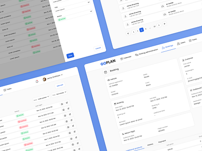 GOPLAN – Airport parking management app admin app design flat minimalistic modern panel table ui ux web