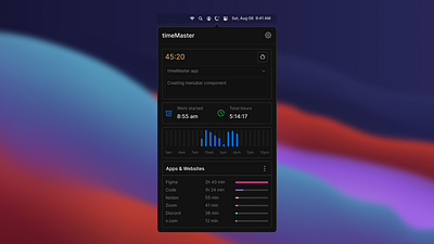timeMaster - Menubar overview app macos productivity time tracking ui