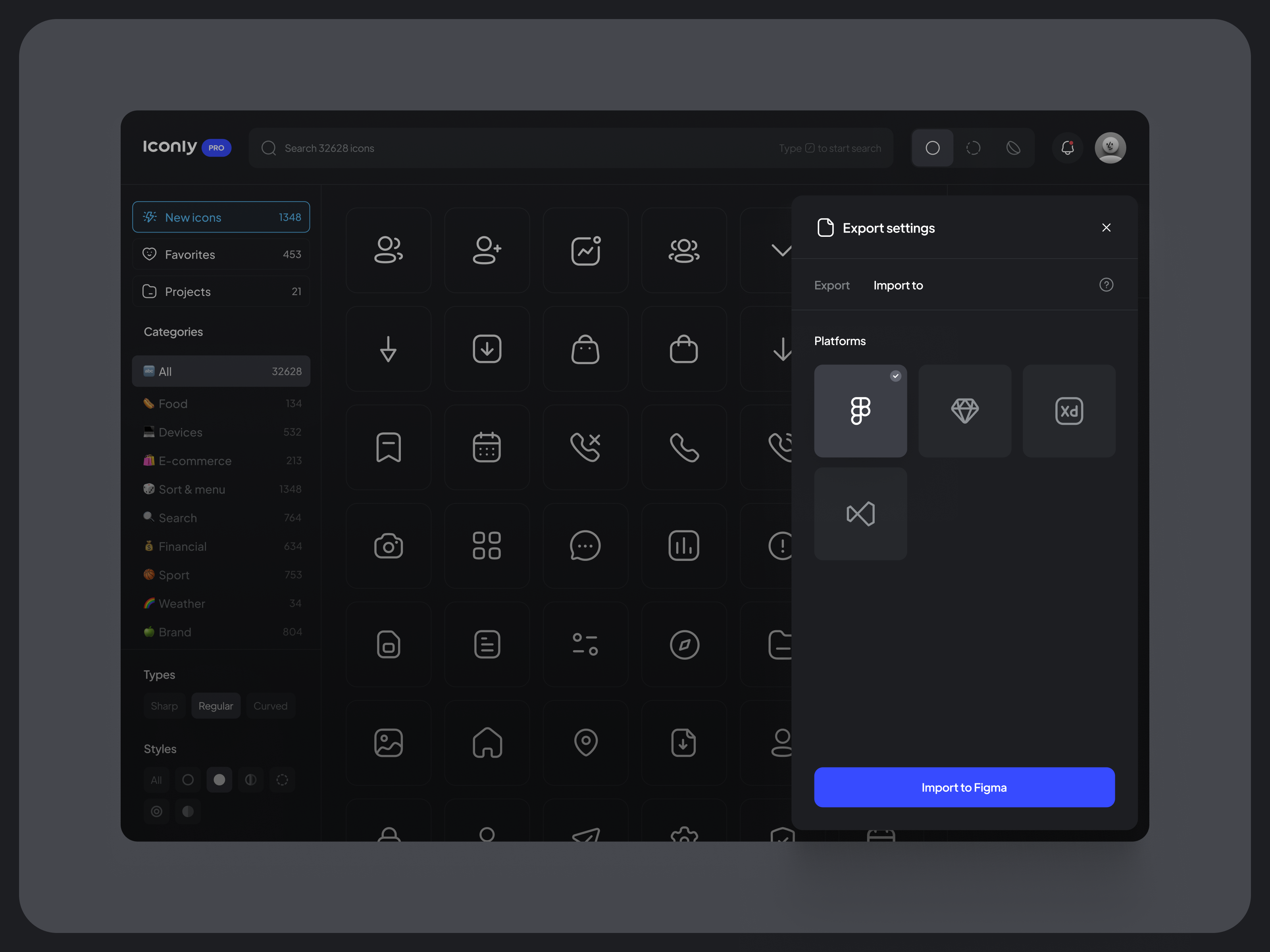 Example of Icon manager → Import to Figma ⬇️