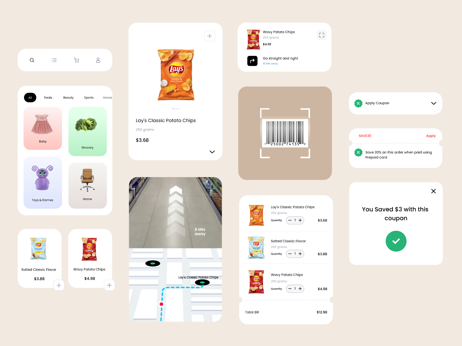 AR Shopping navigation animation ar ar navigation mobile ui mobile ui animation shopping app