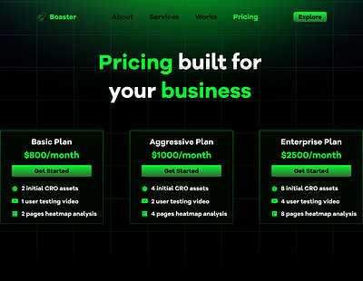 Design exploration of pricing section design graphic design landing page saas design ui visual design web design