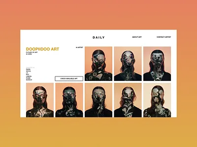 Online Art platform digital art landing page ui web design