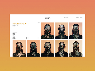 Online Art platform digital art landing page ui web design