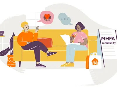 Brief chat character chat community design heart illustration justeat mhfa pizza vector