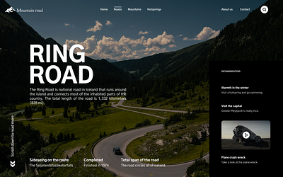 UI/UX Design Mountain road graphic design minimalism product design ui ux website