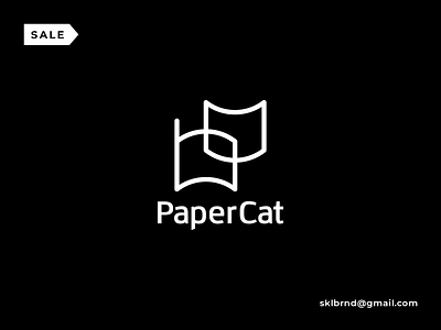PaperCat animal brand buy cat flat idea logo logos minimal paper price sale