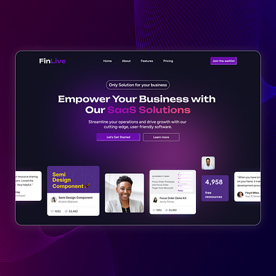 FinLive : Your Business Partner landing page saas ui design web design