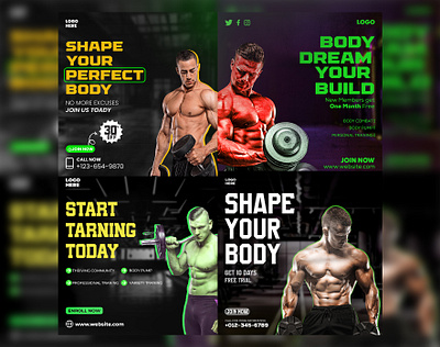 Gym Social Media Post ads design advertising banner design body builder brand energy graphic design gym gym ads gym banner gym social media post social media social media ads social media post workout