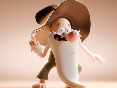 Old Man McGucket from Gravity Falls 3d animation character illustration stylized