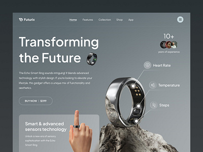 AI-Smart Ring Landing Page Design ai branding design ecommerce figma landing landing page product design smart device smart ring startup tech ui user interface ux wearable web web design website website design