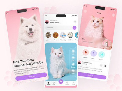 GetPet - Find Your Best Friend app app design app screens design design graphic design mobile app mobile app design mobile app screen mobile app screens pet app pet app design social media design for pet ui uiux user experience user experience design user interface user interface design ux