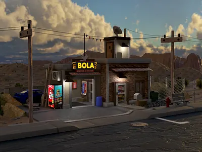 Bola Service & Repair 3d blender building desert design loop mechanic repair scenery town