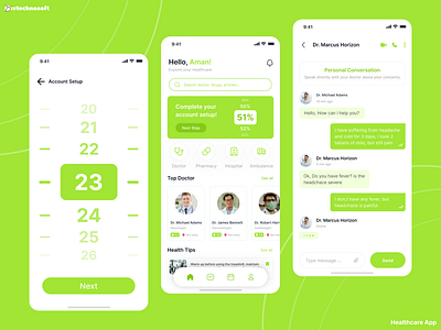 Healthcare App app app desidn design graphic design healthcare healthcare app healthcare management hospitality mobileapp mobileappdesign patient management ui ui design uiux uiux design user interface