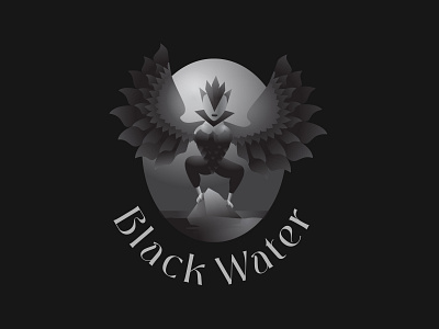 Nlack Water Harpy Logo Illustration bird black brand branding fly harpy illustration legend light logo logotype myph ocean river stone water wing woman