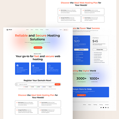 Modern and Responsive Web Hosting Landing Page Design website layout