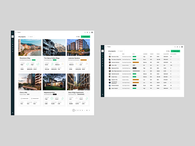 M360 Real Estate B2B App b2b dashboard kpis list product page projects projects list projects overview projects page projects table real estate table ui