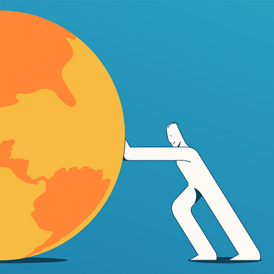 Helping the World character corporate globe help helping illustration illustrator limits pushing vector world