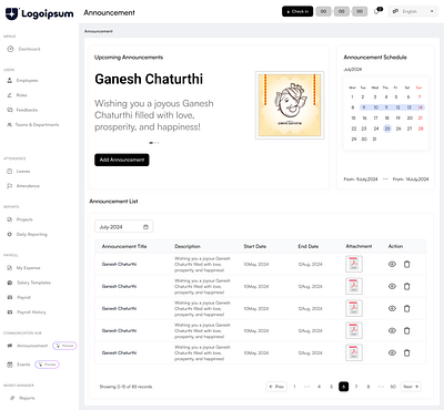 Announcement Dashboard Design dashboard design ux uiux ui