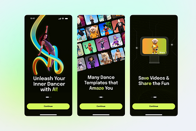 AI Dance Mobile App Onboarding ai app design illustration mobile app onboarding ui uxui
