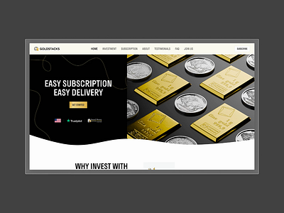 Goldstacks UI Animation animation desktop gold investment website minimal design motion graphics ui animation ui design uiux web design website