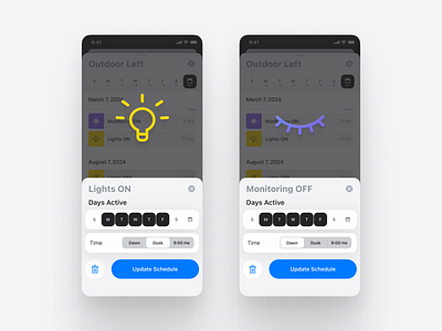 Editing an event in Kuna-SE schedule alpha version action button calendar days icon icons lights mobile monitoring pictogram product product design schedule ui ux week