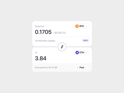 Swap Component 🔁 blockchain coin crypto finance swap ui user interface