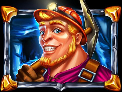 Graphic development of the High slot character "Miner" casino art casino design character art character design digital art gambling gambling art gambling design game art game design graphic design miner miner character miner symbol slot character slot design slot symbol