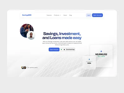 Modern website Hero Section for SavingsBox design hero section ui uiux ux web website