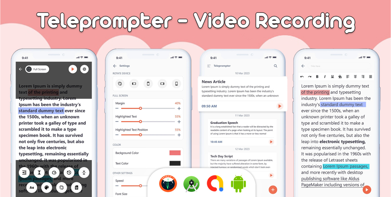 Teleprompter for Video - Android App appdevelopment mobileapp ui uiux ux videoeditor
