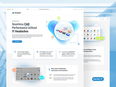 Landing Page | Website | Designair blue cad design interface landing landing page no code ui ux website