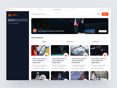 AFA Tournament Website UI/UX admin panel design sports admin panel sports web ui tournament admin panel tournament web ui tournament website ui ui design ui designer user experience ux website
