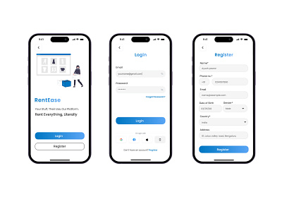 RentEase: Login screen UI design landing page login page login screen login screen design mobile ui design ui uiux ux