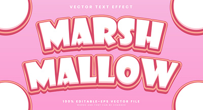 Marsh Mallow 3d editable text style Template cream cake