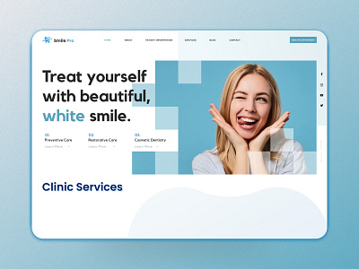 Smile Pro Dental Clinic - Web design 3d animation application branding clinic dental clinic dentist graphic design medical motion graphics product design site ui ui design uiux ux ux design web web design wesite