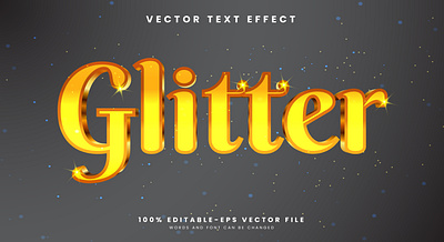 Glitter 3d editable text style Template glamour