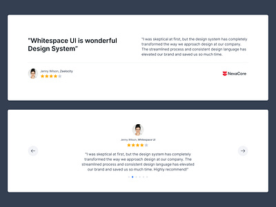 Testimonials UI - Whitespace UI design testimonials ui ui design ux design web design