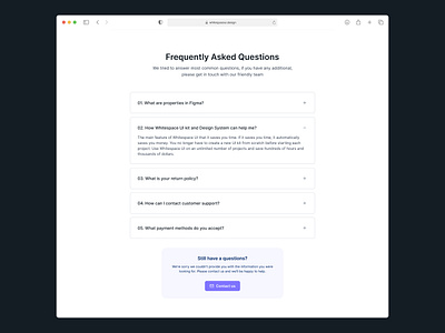 FAQ section UI - Whitespace UI design faq ui ui design ux design web design