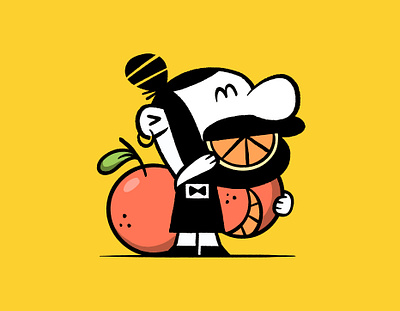 Cubie - Mascot Development barista beard branding character fruit hand drawn illustration line mascot orange organic packaging product spot illustration