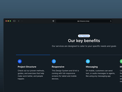 Feature section - Whitespace UI dark mode design feature featuresection ui ui design ux design web design